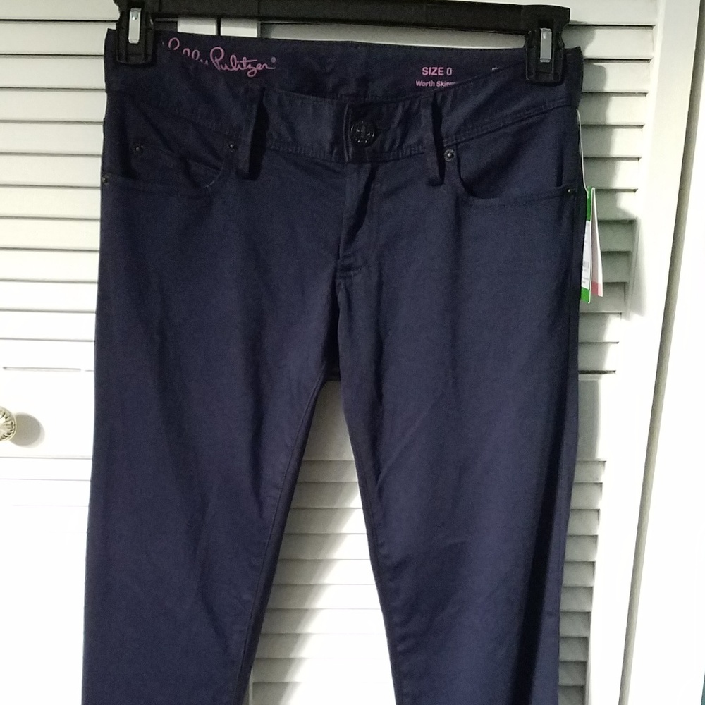 Lilly Pulitzer Worth Skinny Jean Sateen Pants Navy